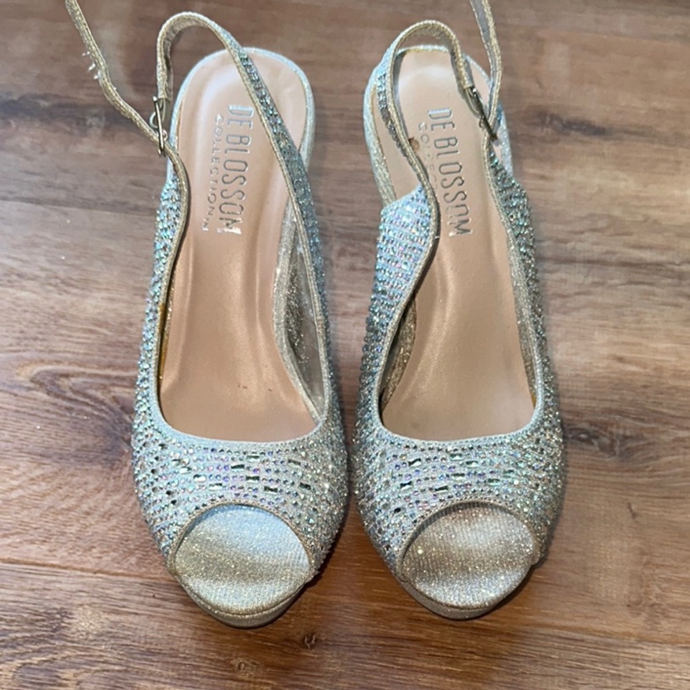 Silver Wedge Shoes with Elegant Design